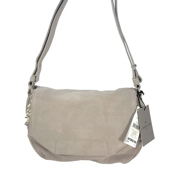 Liebeskind Hyena Grey Light Taupe Suede - Leather Studded Shoulder Bag - Purse - Picture 2 of 14